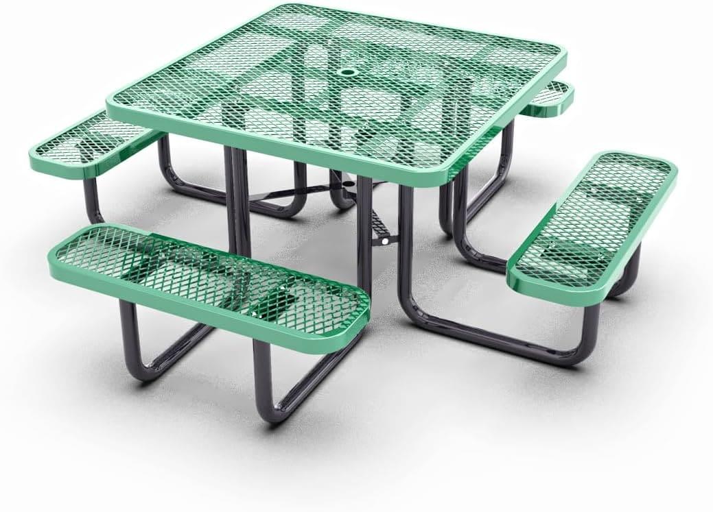 Quick Ship Square Picnic Table - 46" Square Portable Commercial Picnic Table