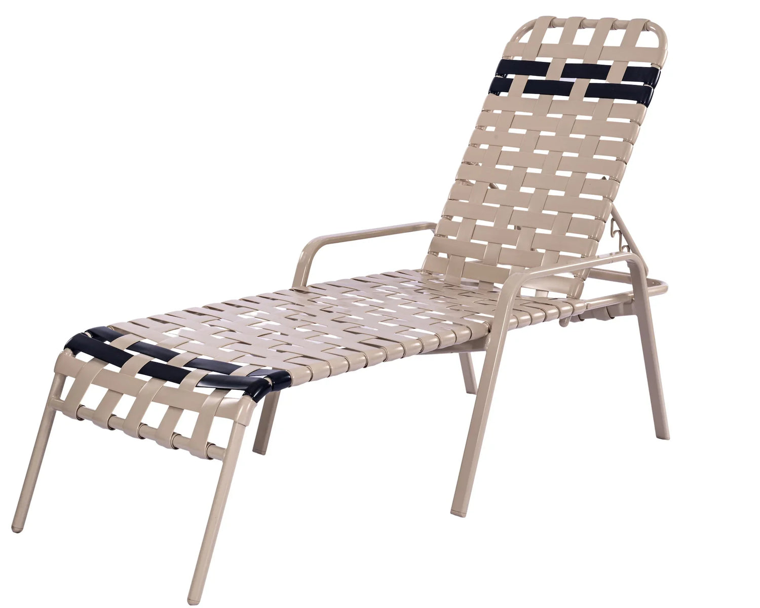 Basket Weave Vinyl Commercial Pool Chaise Lounge - 14 in Height with Flat Arm Rests