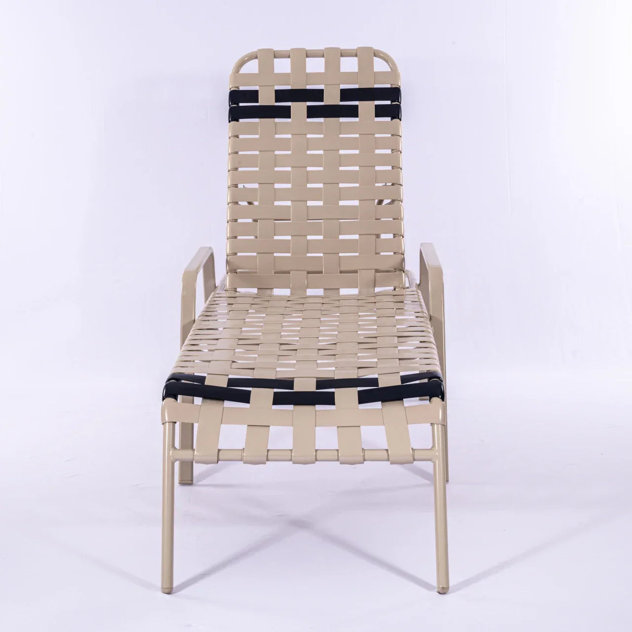 Basket Weave Vinyl Commercial Pool Chaise Lounge - 14 in Height with Flat Arm Rests