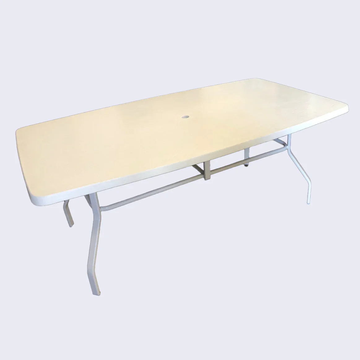 Rectangular Fiberglass 72 Inch Commercial Patio Table - Aluminum Frame