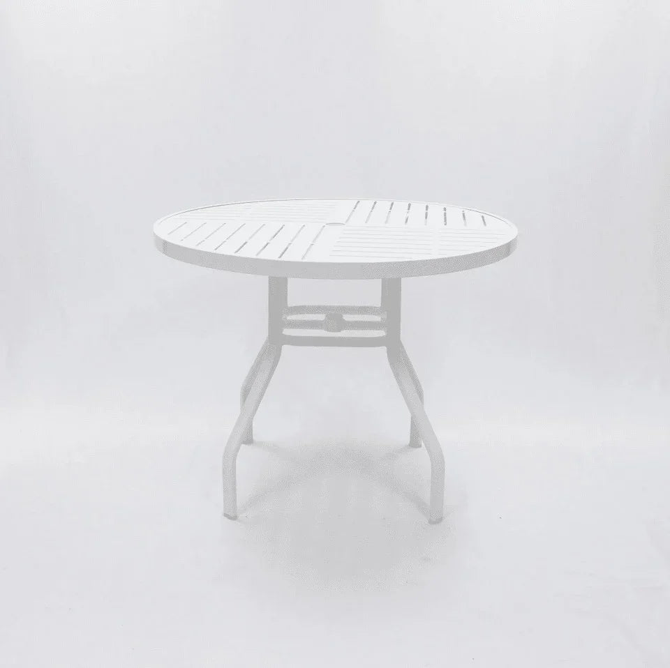 Round Aluminum 36 Inch Commercial Patio & pool Table - Rectangular Legs