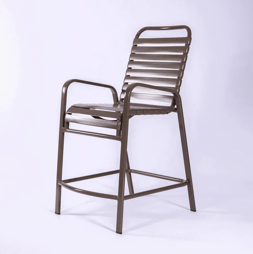 Strap Aluminum Pool Balcony Chair With Arms