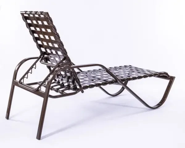 Vinyl Basket Weave Classic Pool Chaise Lounge - 14 in Height with Arm Rests