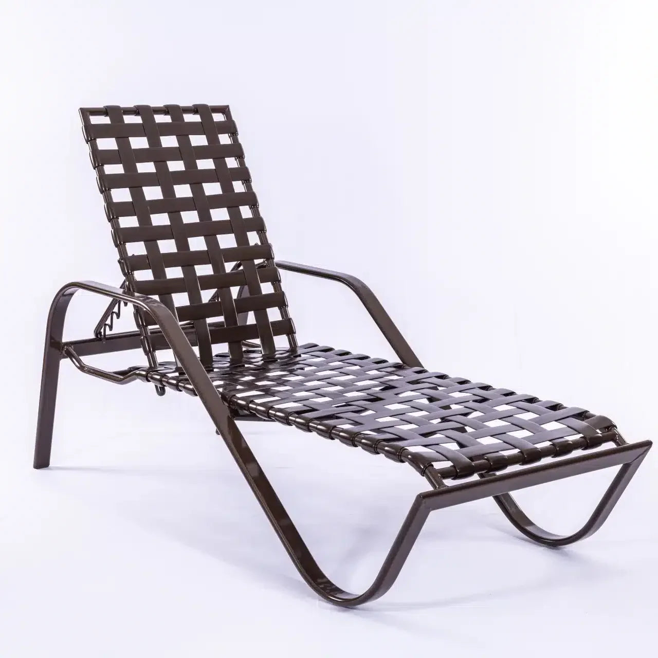 Vinyl Basket Weave Classic Pool Chaise Lounge - 14 in Height with Arm Rests