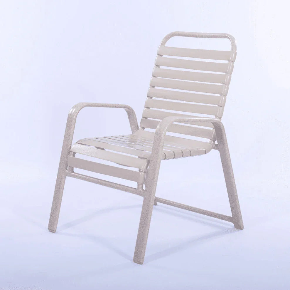 Pool Side Dining Chair, Wide Frame - Vinyl Strap With Comfort Arm