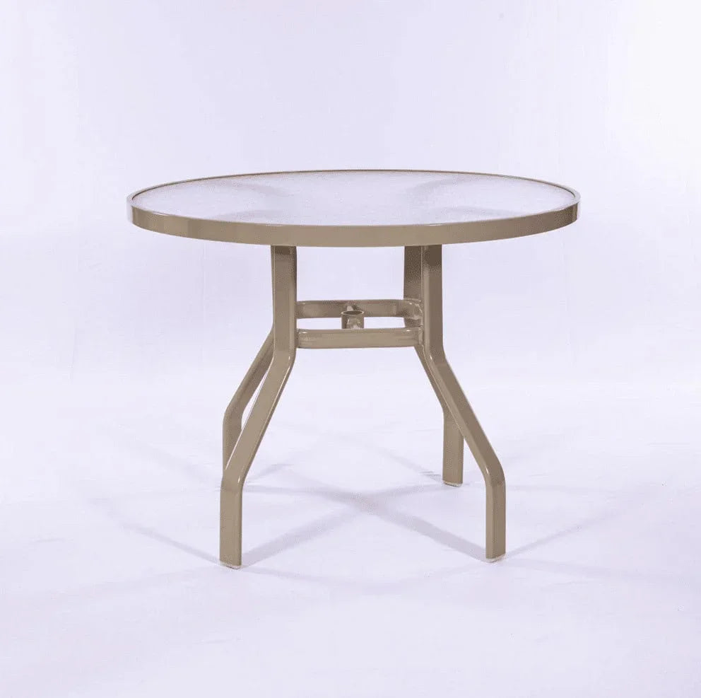 Acrylic 36" Round Commercial Outdoor Patio Table - Rectangular Tubing