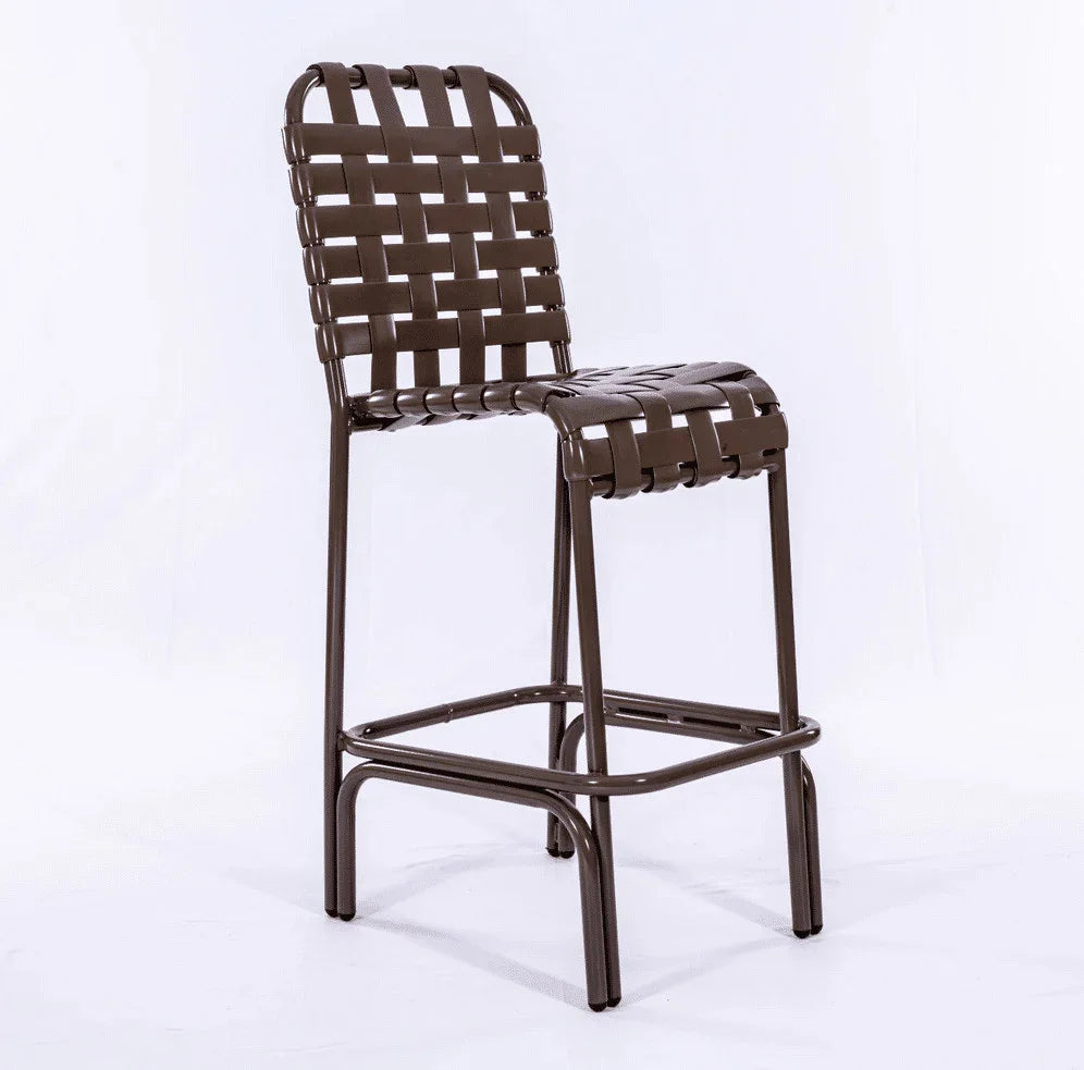 Basket Weave - Vinyl Strap Aluminum Pool Bar Stool Chair
