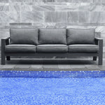 Oceanic Commercial Deep Seating Patio Sofa- Aluminum with Teak Accents