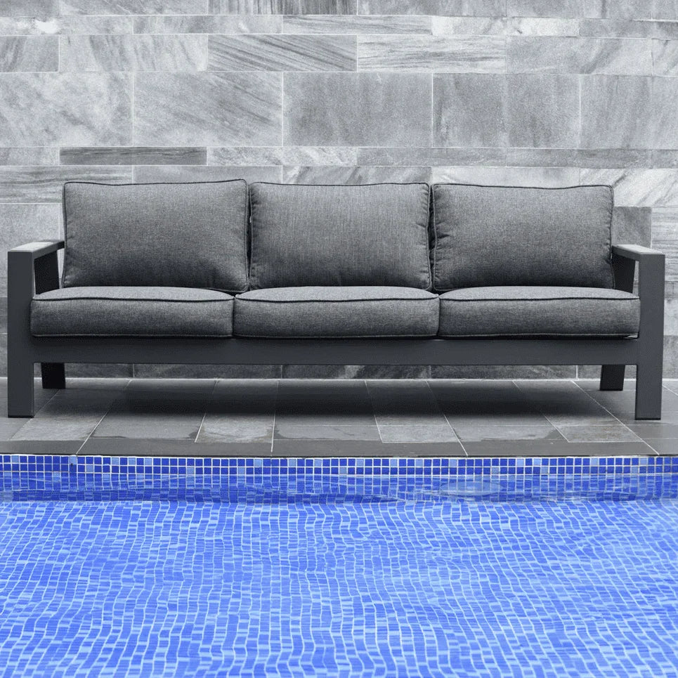 Oceanic Commercial Deep Seating Patio Sofa- Aluminum with Teak Accents