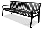 Courtyard Commercial Slatted Steel Bench With Back - 6ft