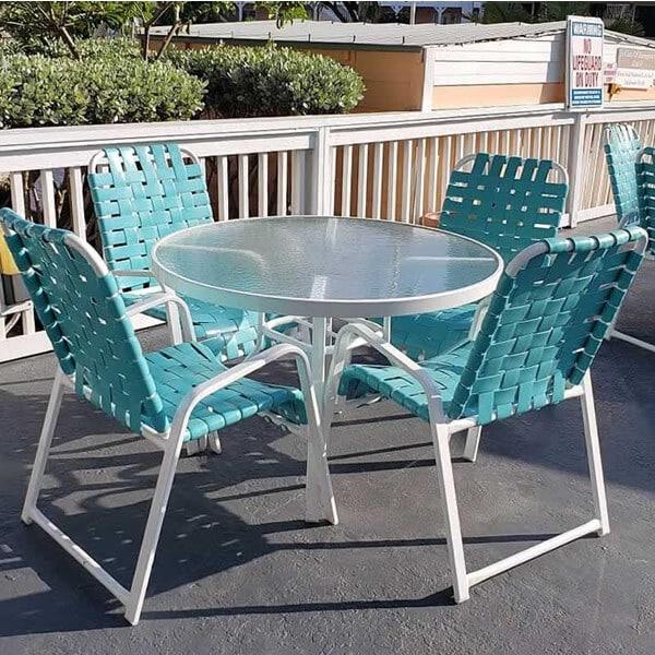 Acrylic 42" Round Outdoor Table - Recantular Tubing