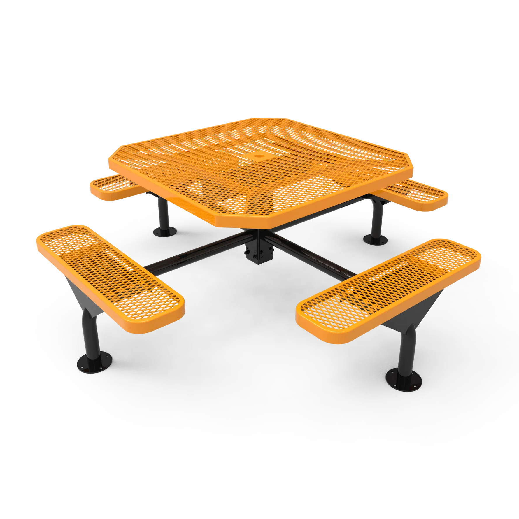 46” Octagon Nexus Pedestal Table with Rolled Seats - Expanded Steel