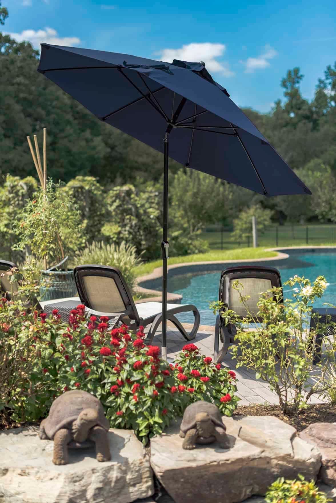 Frankford Monterey 9 ft Market Umbrella Fiberglass - Crank & Auto Tilt - OCTAGON