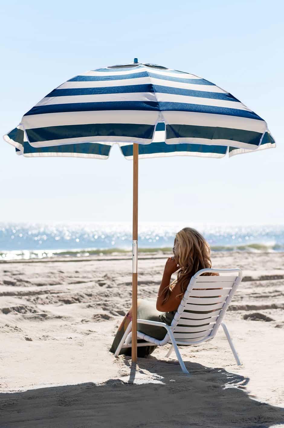 Frankford Shade Star Ash Wood 6.5' Foot Hexagon Beach Umbrella