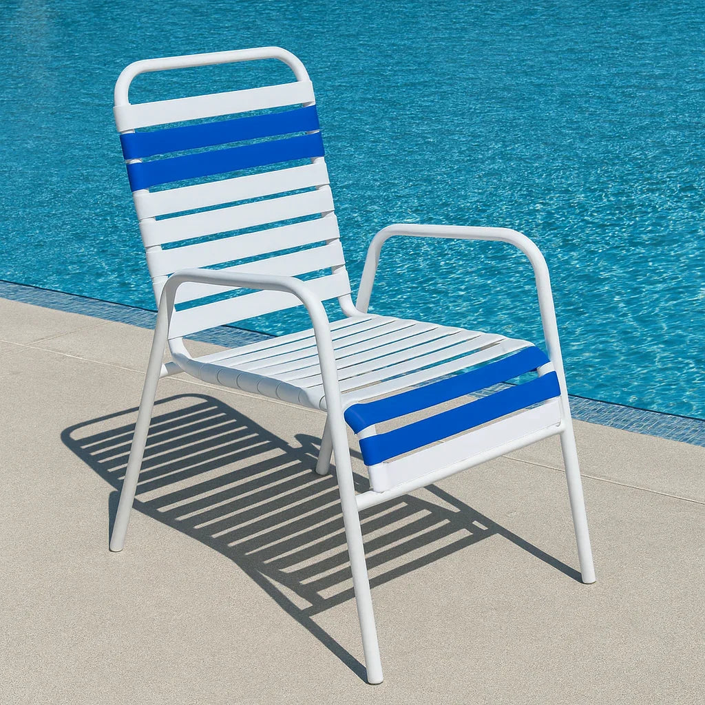 Quick Ship Commercial Pool Side Dining Chair - Vinyl Strap