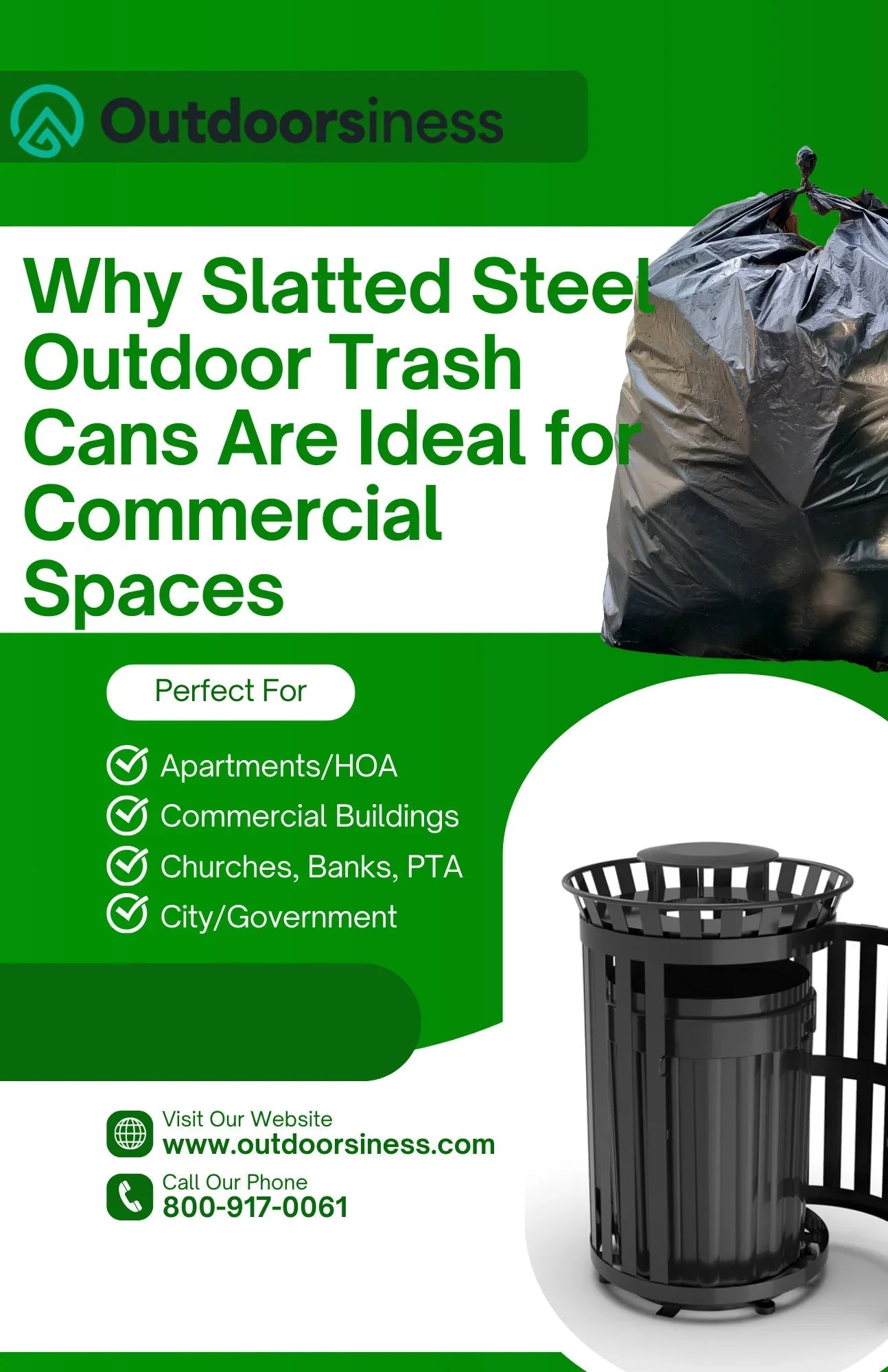 Why Slatted Steel Outdoor Trash Cans Are Ideal for Commercial Spaces - Outdoorsiness