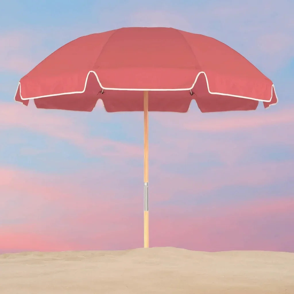 Frankford Avalon Fiberglass Beach 7.5 Foot Wide Octagon Manual Lift Umbrella