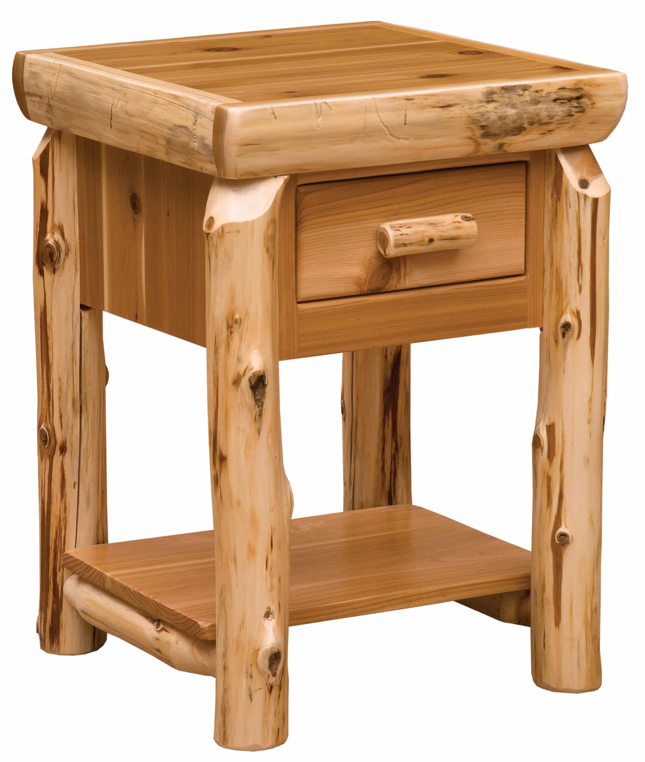 Fireside Cedar One Drawer Nightstand With Shelf- Rustic Furniture