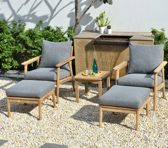 Flores 5 Piece Deep Seating Cushioned Seating Set - Teak Patio Sofa Set