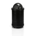32 Gallon Punched Steel Heavy-Duty Commercial Outdoor Trash Can – Plastic Dome Lid, Liner & Base - Outdoorsiness