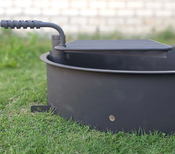 32" Steel Fire Pit Ring with Swivel Cooking Grate – Commercial Heavy Duty - Outdoorsiness