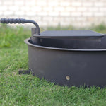 32" Steel Fire Pit Ring with Swivel Cooking Grate – Commercial Heavy Duty - Outdoorsiness