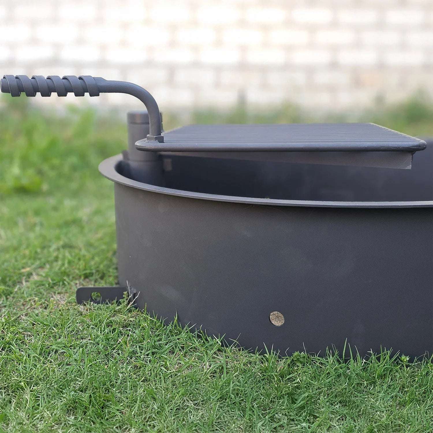 32" Steel Fire Pit Ring with Swivel Cooking Grate – Commercial Heavy Duty - Outdoorsiness