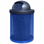 36 Gallon Diamond Expanded Steel Commercial Outdoor Trash Can – Plastic Dome Lid, Liner & Base - Outdoorsiness