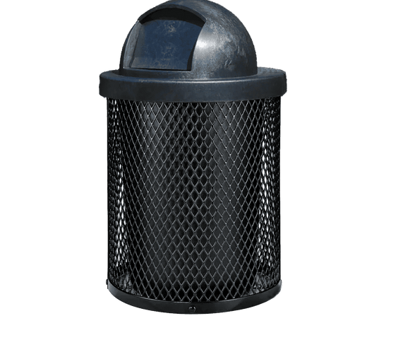 36 Gallon Diamond Expanded Steel Commercial Outdoor Trash Can – Plastic Dome Lid, Liner & Base - Outdoorsiness