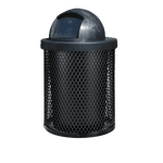 36 Gallon Diamond Expanded Steel Commercial Outdoor Trash Can – Plastic Dome Lid, Liner & Base - Outdoorsiness