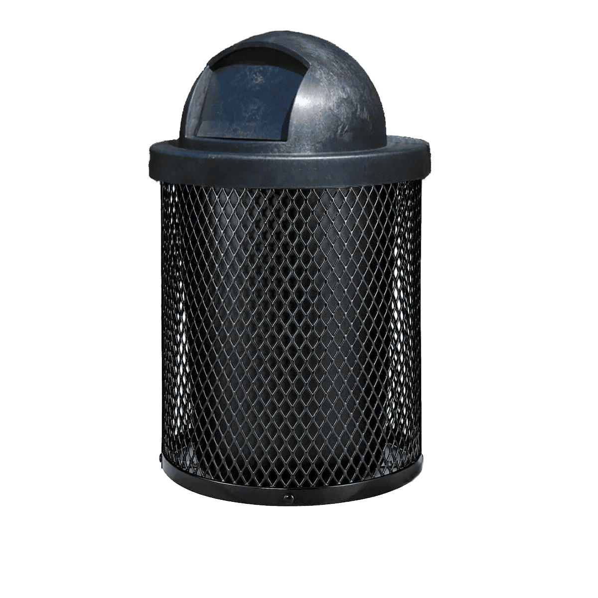 36 Gallon Diamond Expanded Steel Commercial Outdoor Trash Can – Plastic Dome Lid, Liner & Base - Outdoorsiness