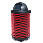 36 Gallon Diamond Expanded Steel Commercial Outdoor Trash Can – Plastic Dome Lid, Liner & Base - Outdoorsiness