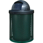 36 Gallon Diamond Expanded Steel Commercial Outdoor Trash Can – Plastic Dome Lid, Liner & Base - Outdoorsiness