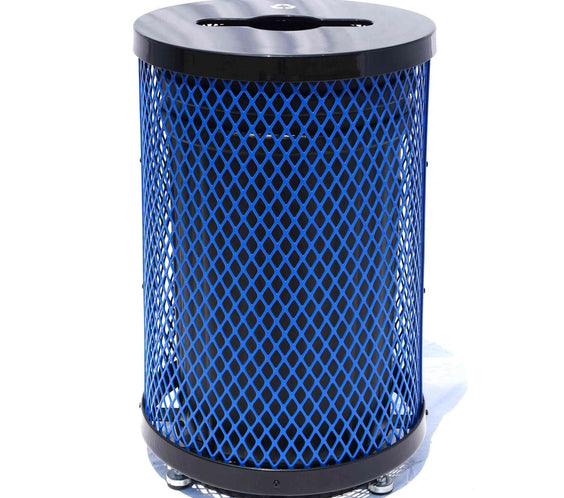 36 Gallon Diamond Expanded Steel Commercial Recycling Trash Can – Flat Lid, Liner & Base - Outdoorsiness