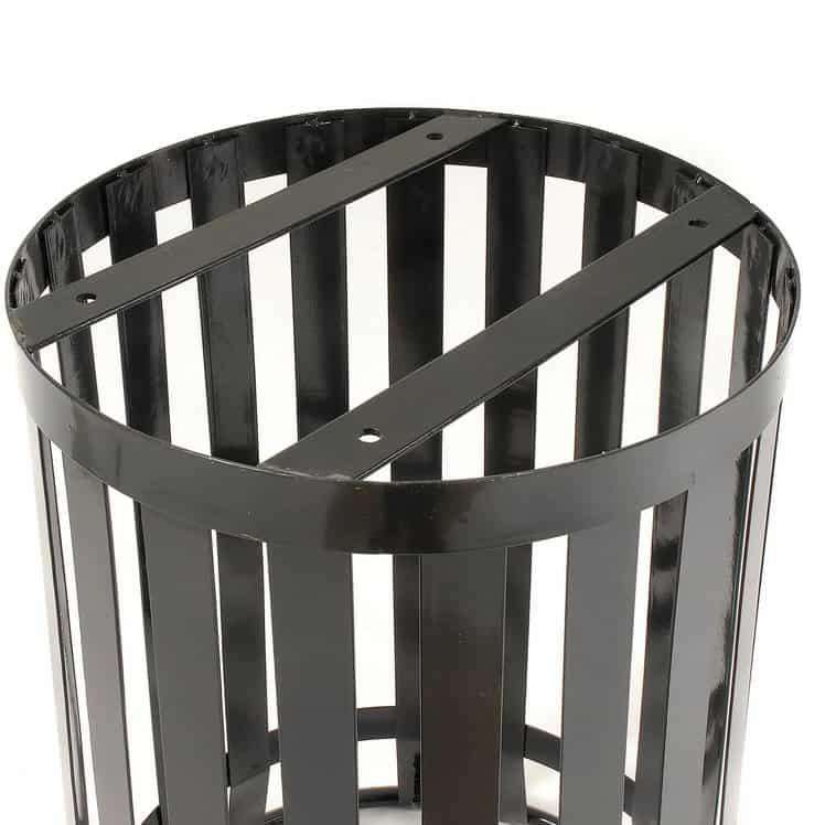 36 Gallon Slatted Steel Commercial Outdoor Trash Can – Wide Top Dome Lid & Liner - Outdoorsiness