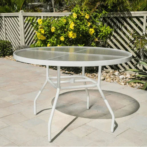 Beach Club 42in Round Acrylic Commercial Pool Patio Table – Round Aluminum Tubing
