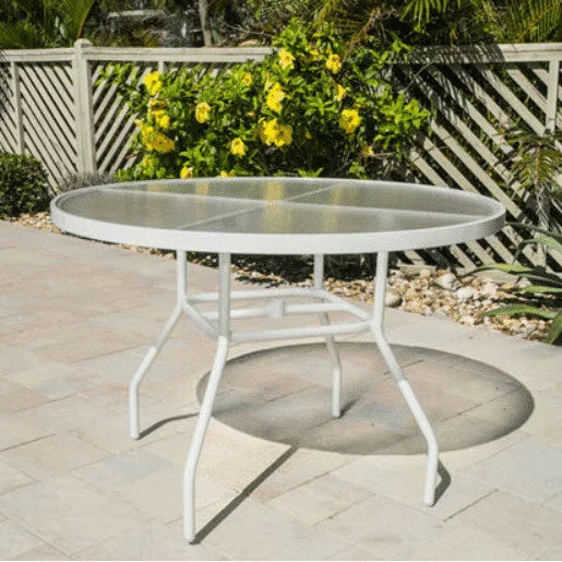 Beach Club 42in Round Acrylic Commercial Pool Patio Table – Round Aluminum Tubing