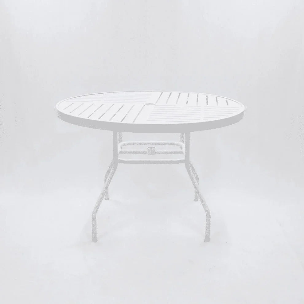 Beach Club 42in Round Aluminum Commercial Pool Patio Table – Punched Top, Round Legs