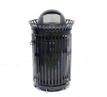 45 Gallon Slatted Commercial Outdoor Trash Receptacle – Side Opening with Dome Lid & Liner - Outdoorsiness