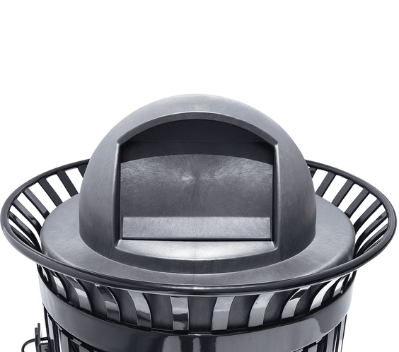45 Gallon Slatted Commercial Outdoor Trash Receptacle – Side Opening with Dome Lid & Liner - Outdoorsiness