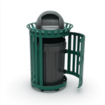 45 Gallon Slatted Commercial Outdoor Trash Receptacle – Side Opening with Dome Lid & Liner - Outdoorsiness