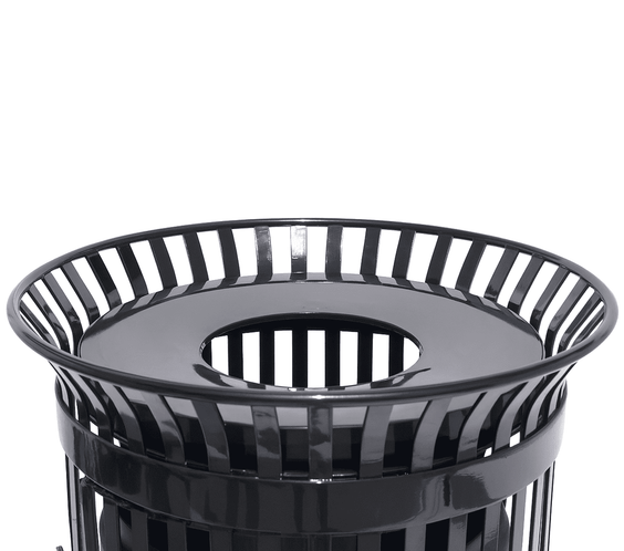 45 Gallon Slatted Commercial Outdoor Trash Receptacle – Side Opening with Flat Lid & Liner - Outdoorsiness