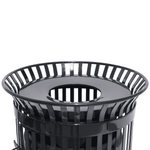 45 Gallon Slatted Commercial Outdoor Trash Receptacle – Side Opening with Flat Lid & Liner - Outdoorsiness