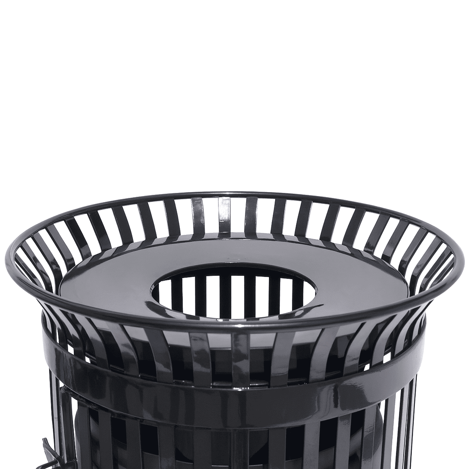 45 Gallon Slatted Commercial Outdoor Trash Receptacle – Side Opening with Flat Lid & Liner - Outdoorsiness