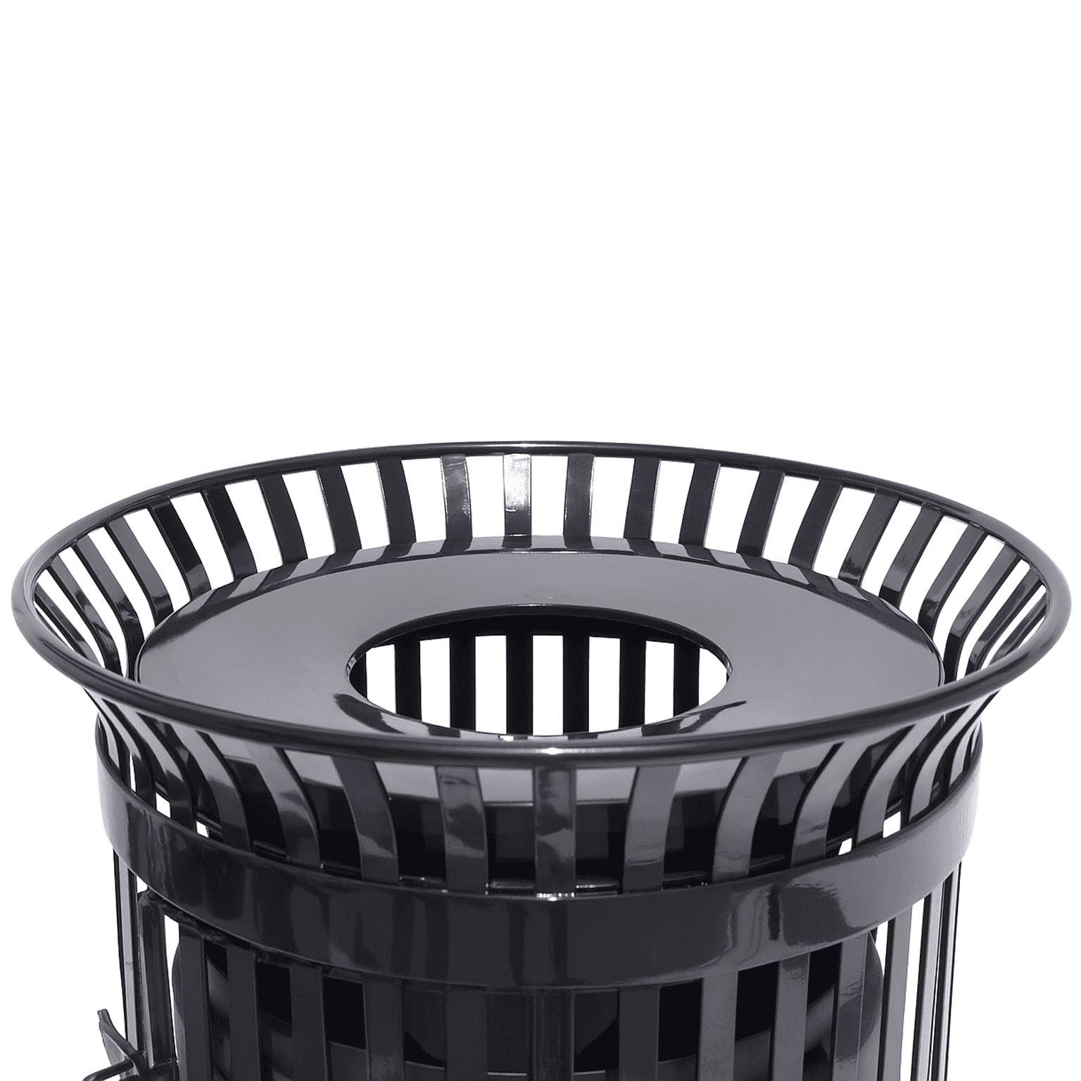 45 Gallon Slatted Commercial Outdoor Trash Receptacle – Side Opening with Flat Lid & Liner - Outdoorsiness
