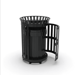 45 Gallon Slatted Commercial Outdoor Trash Receptacle – Side Opening with Flat Lid & Liner - Outdoorsiness