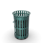 45 Gallon Slatted Commercial Outdoor Trash Receptacle – Side Opening with Flat Lid & Liner - Outdoorsiness