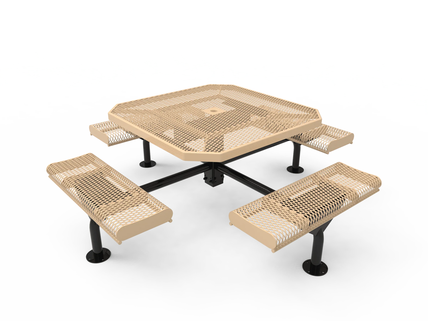 46” Octagon Nexus Pedestal Picnic Table with Rolled Seats