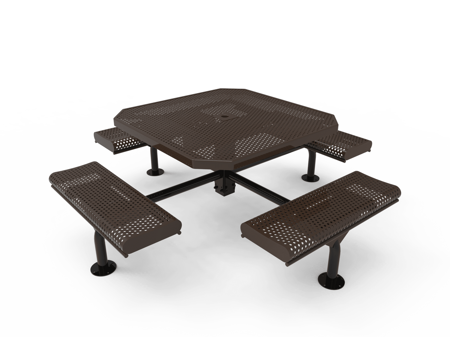 46” Octagon Nexus Pedestal Picnic Table with Rolled Seats