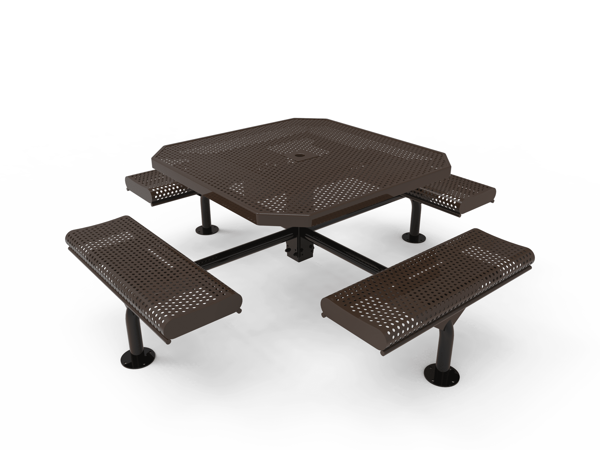 Commercial 46in Octagon Nexus Pedestal Picnic Table – Thermoplastic Punched Steel, Rolled Seats